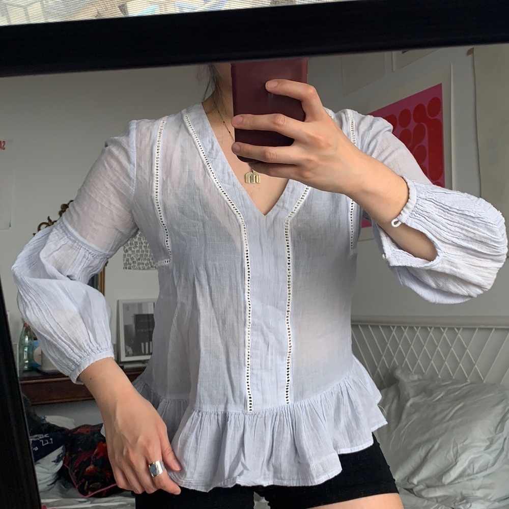 Boho Blue Striped Blouse